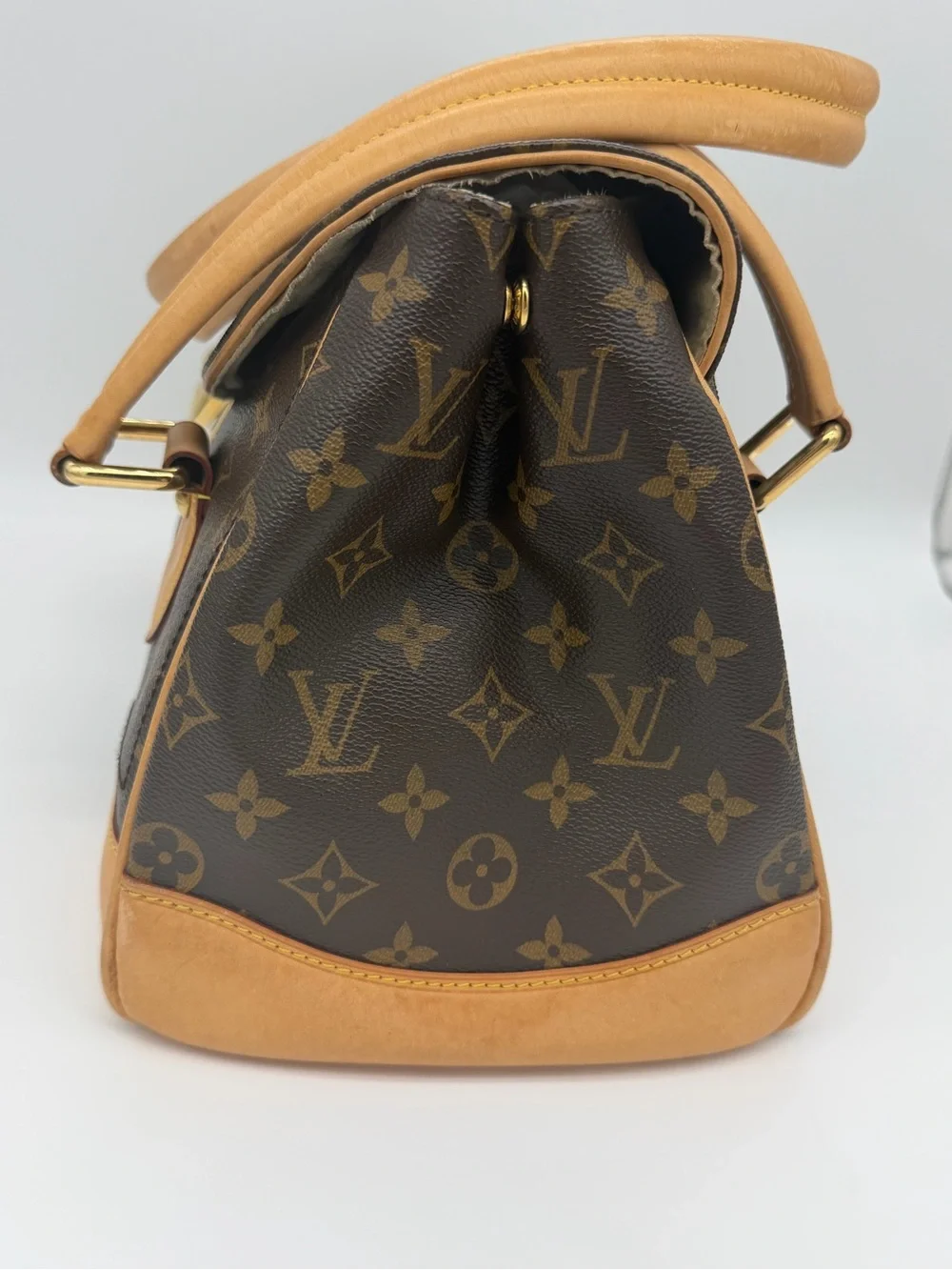 Louis Vuitton Beverly Brown Monogram Satchel with Tan Leather Trim